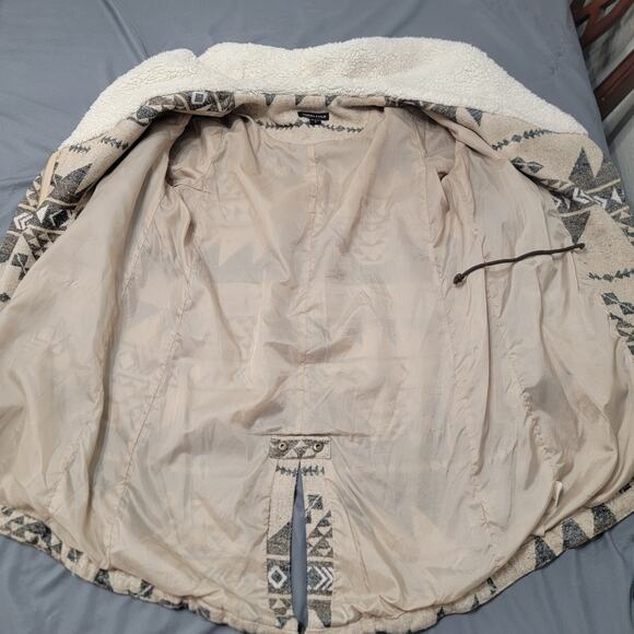 Kendall & Kylie Aztec Sherpa Collar Jacket Beige Tribal Pattern Boho Chic - Picture 15 of 16